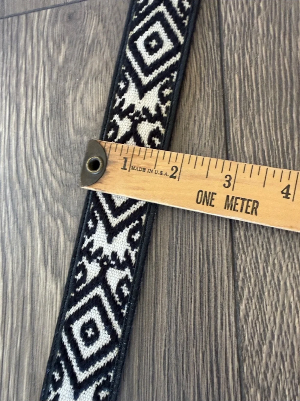 Lucky Brand Men’s 34 Black Leather Woven Southwestern Geometric Belt